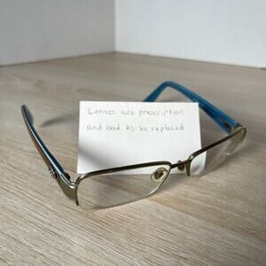 Gucci GG2870 IQ4 Eyeglasses Brown Blue Half Rim Frames 55-16-135 Excellent Cond